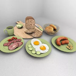 Polish breakfast - food set 3d  Low-poly 3D model