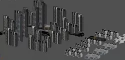  residential community residential buildings  high-rise city 3D model