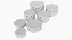 Round decorative empty gift can jars metal 01 white painted 3D model