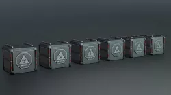 Sci-fi crate containers of hazardous materials Low-poly 3D model