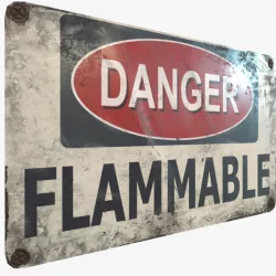 Sign Danger Flammable Game Ready PBR Textures 3D model Low-poly 3D model