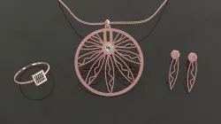 Sunflower jewelry set single diamond printable S26 3D model