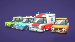 Toon Cars Low-poly 3D model