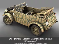 VW - Typ 82 - Kuebelwagen - 10 Flak Division 3D model