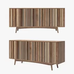 West Elm Rustic Pine and Elm Console 3D model