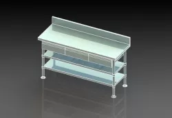 work table 3 drawer with splash adjustable base pan and shelf 3D model