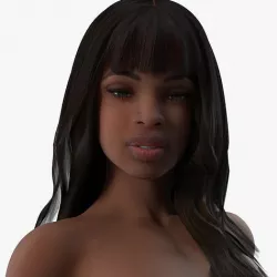 Young Woman Black Sitting Pose 3D model