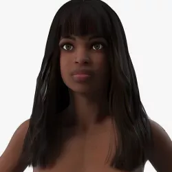 Young Woman Black T Pose 3D model