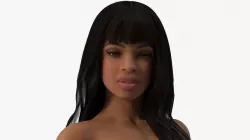 Young Woman Light Skin Black 3D model