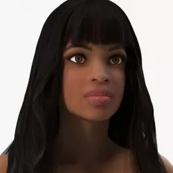 Young Woman Light Skin Black T Pose 3D model