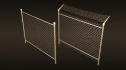 A chain-link fences set Low-poly  3D model