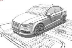 Audi A3 Limousine 3d blueprint Low-poly  3D model