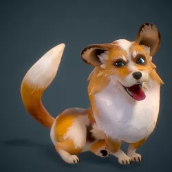 Cartoon Corgi Animated Low-poly  3D model