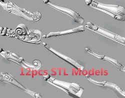 Chair table leg 3D STL carved models for CNC Machines S061 3D model