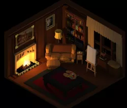 Low poly drawing room Low-poly  3D model