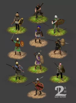 Lowpoly Iron Age warriors Low-poly  3D model
