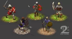 Lowpoly mediaeval infantrymen Low-poly  3D model
