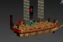 old korea battle ship panoksun korea name Low-poly  3D model