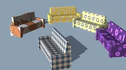 Sofas set five models Low-poly  3D model