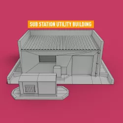 Sub Station Critical Utility building transformer Untextured 3D model