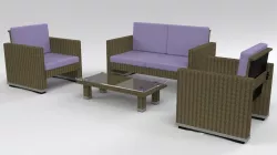 Wicker Garden Furniture Set 3D model