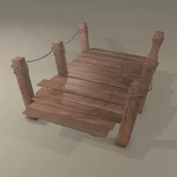 Wooden Straight Modular Dock 2 Piece Set Low-poly  3D model