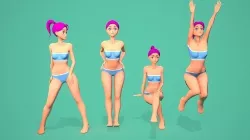 AnimeGirl2 girl in bikini Low-poly 3D model
