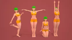 AnimeGirl3 woman in orange bikini Low-poly 3D model