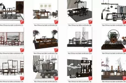 Asian style tea room 3D model
