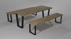 bench and table 3d low-poly PBR Low-poly 3D model