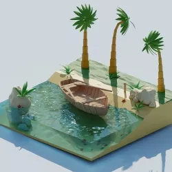 Boat on the beach 3D model