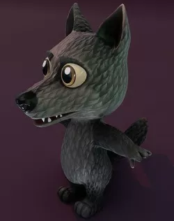 Cartoon Black Wolf Animated 3D Model Low-poly 3D model