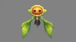 Cartoon plant mascot - flower fairy - sunflower B Low-poly 3D model