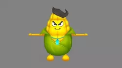 Cartoon vegetable mascot - corn man Low-poly 3D model