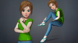 Cartoon Woman Full Rigged Character 3D model