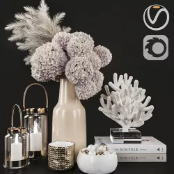 Decoration Set 07 Dry Flower and Coral 3D model