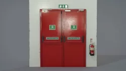Double Fire Exit Doors Red 3D model