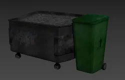 Dumpster and Wheelie Bin - Game Ready Low-poly 3D model