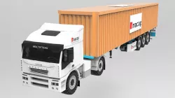 Extended Trailer with Container Low-poly 3D model