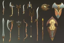 Fantasy Elf Weapon Set Low-poly 3D model