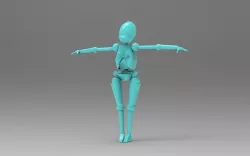 Female character with bad rigging 3D model