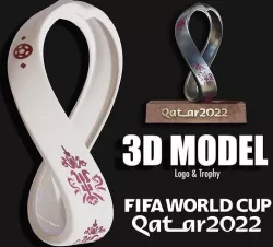 FIFA World Cup 2022 Logo and Trophy Qatar Low-poly 3D model