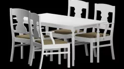 IKEA INGATORP dining table and chairs white Low-poly 3D model
