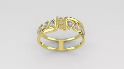 Jewelry modern twin ring with pear gem printable R81 3D model