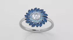 Jewelry sunflower shaped ring printable R74 3D model