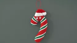 Kidrobot Yummy World Candy Cane Plush Ornaments Red 3D model