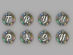 Letters pendants Low-poly 3D model