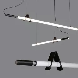 Linear minimalist style chandelier modern led strip light Low-poly 3D model
