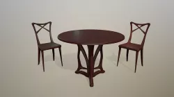 Low poly furniture asset - PBR art nouveau table and chair  Low-poly 3D model