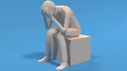 Low Poly Kid Sitting Sad Low-poly 3D model